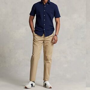 Polo Ralph Lauren Men's Navy Blue RL Prepster Classic Fit Seersucker Shirt LARGE